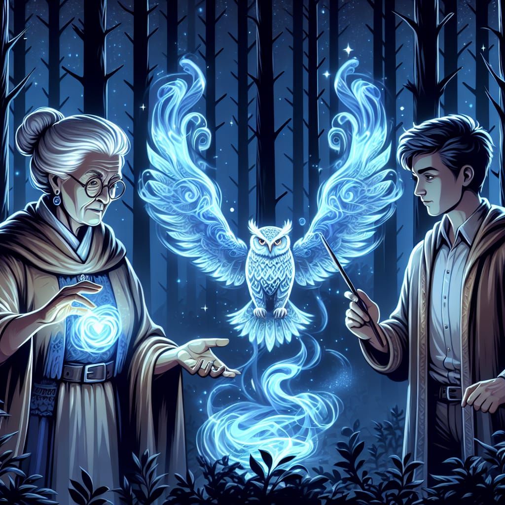 Magicians Summoning a Mystical Owl Spirit