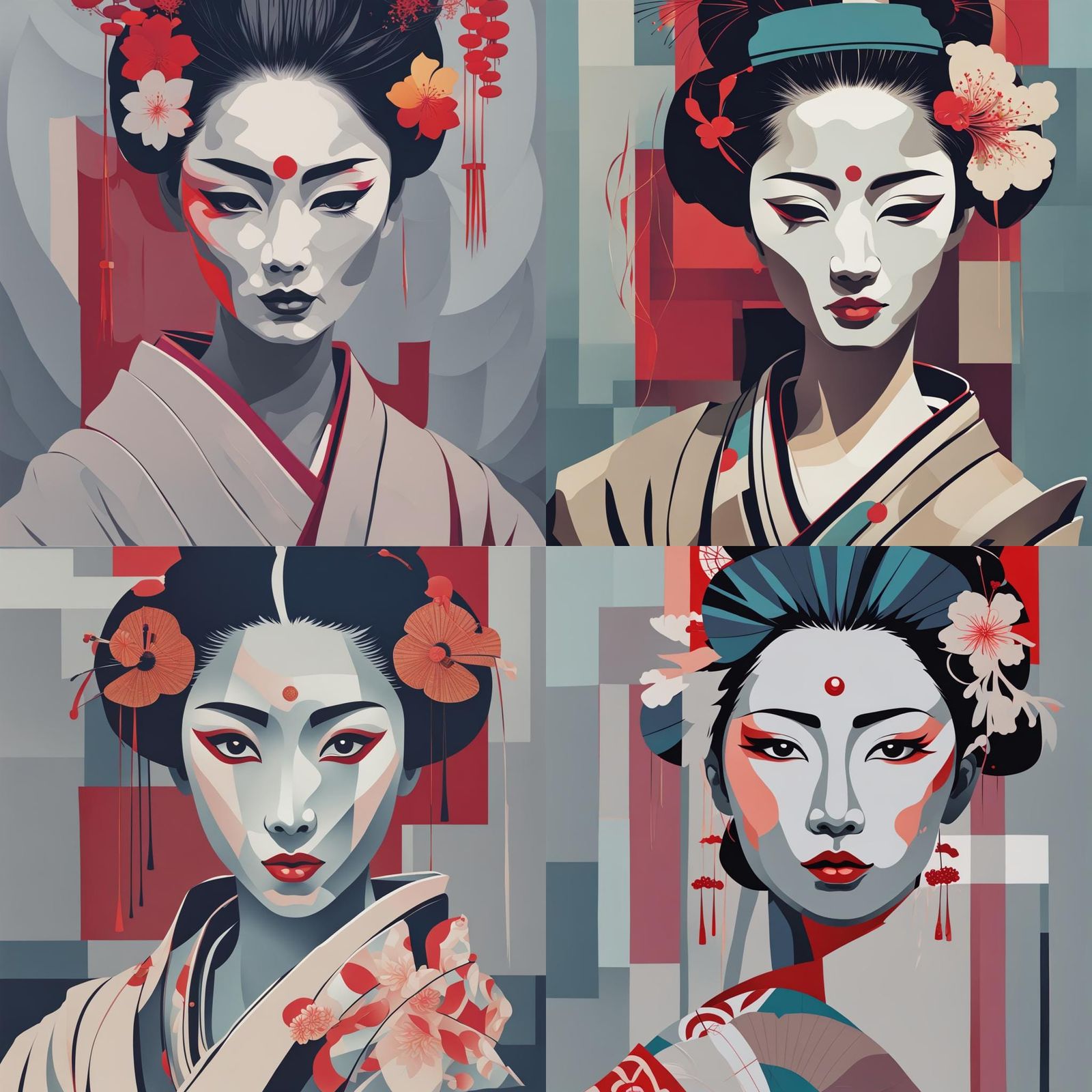 Abstract Geisha with Complementary Colors