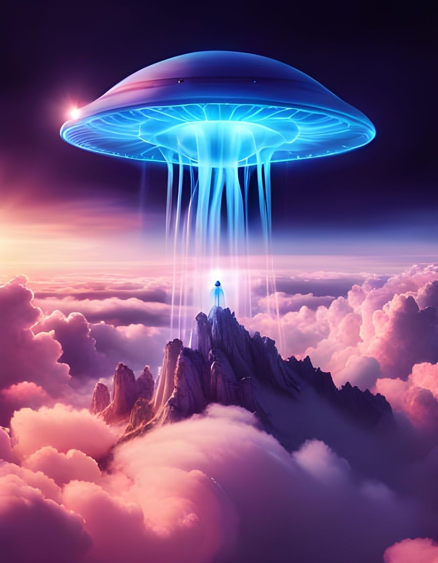 Glowing Tentacled UFO Emerges: Digital Fractal Art