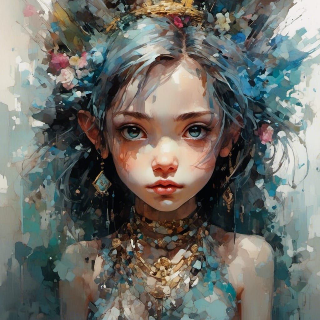 Iridescent Naga Girl in Detailed Matte Painting