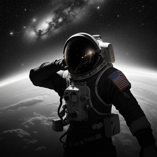 Astronaut in Starry Expanse: Hyperdetailed Charcoal Drawing