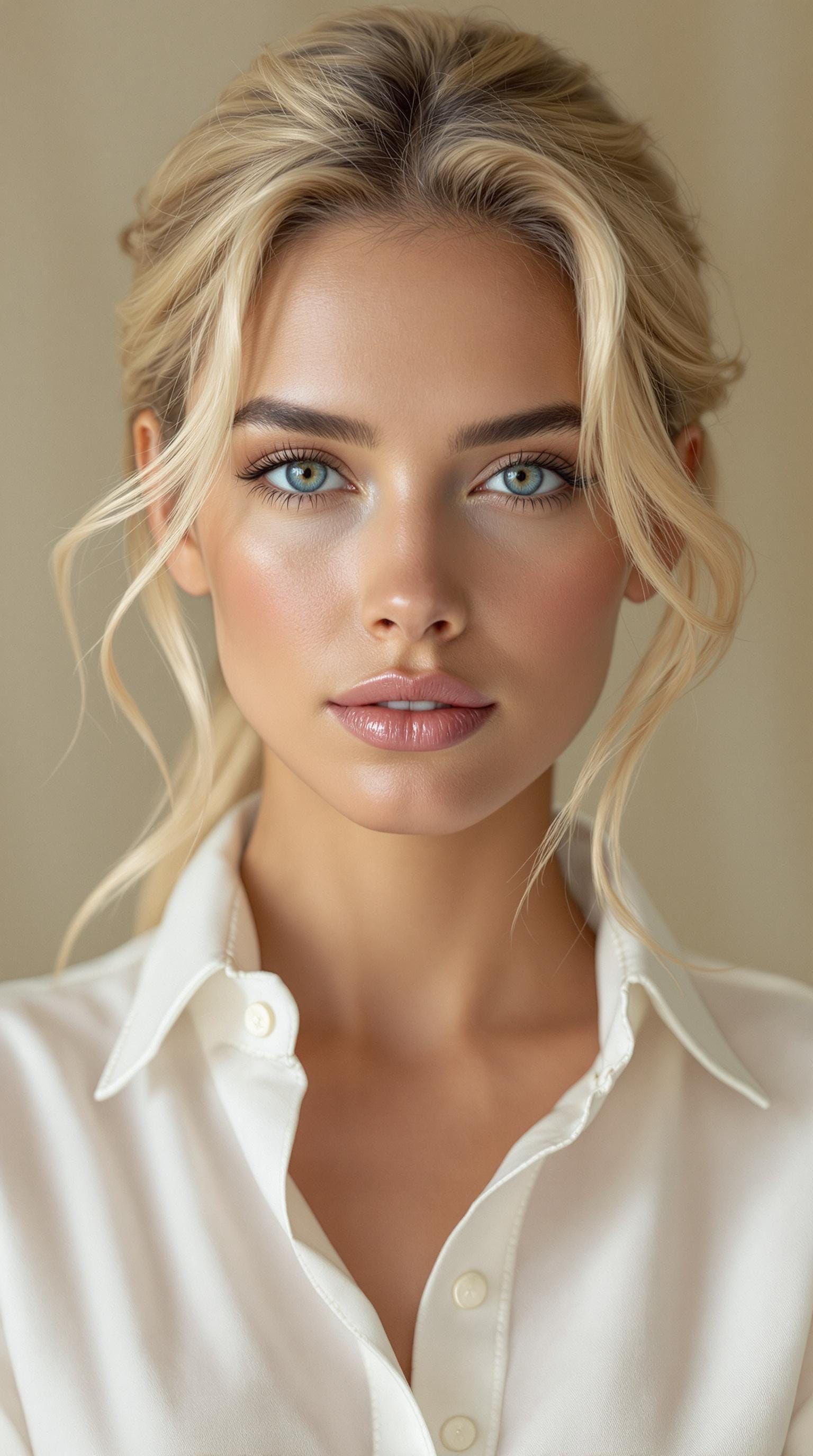 Stunning Blonde Woman in Photorealistic Style