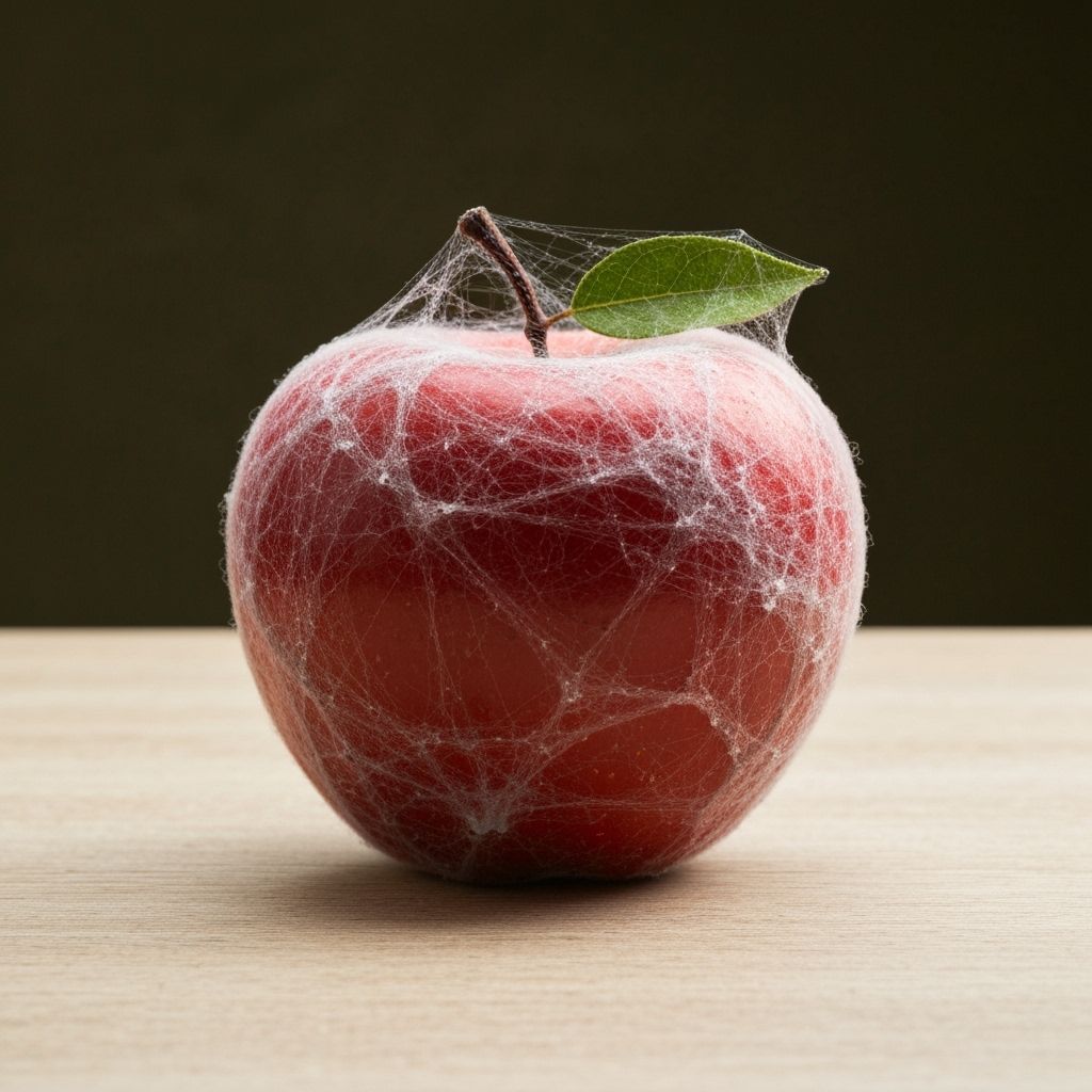 Intricate Apple Formed from Delicate Spider Webs