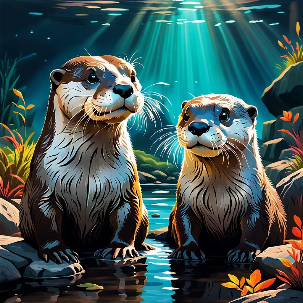 Happy Otters Thank WWF: Studio Ghibli Digital Art