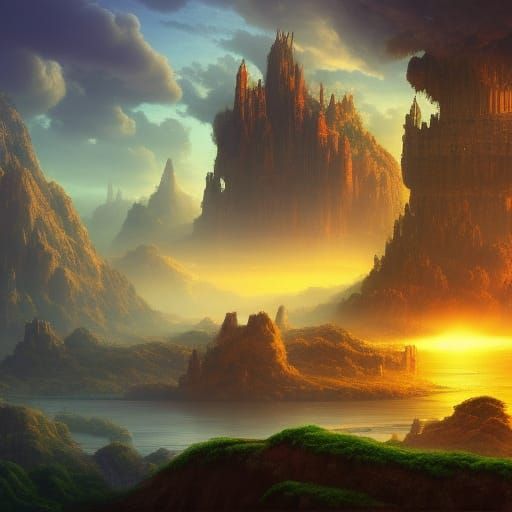 Floating Sky-Island Ruins with Advanced Technology