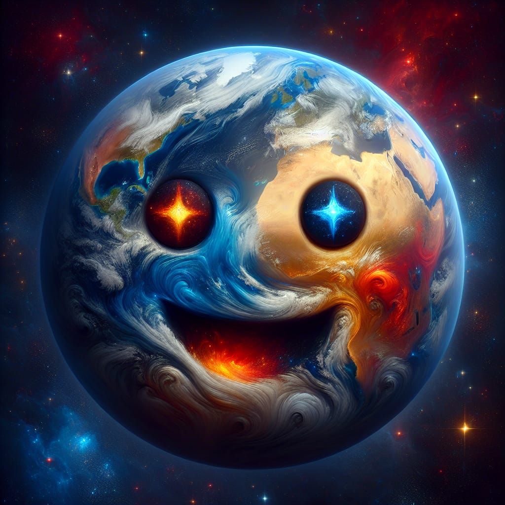 Earth Emoji in Space: Fantasy Concept Art