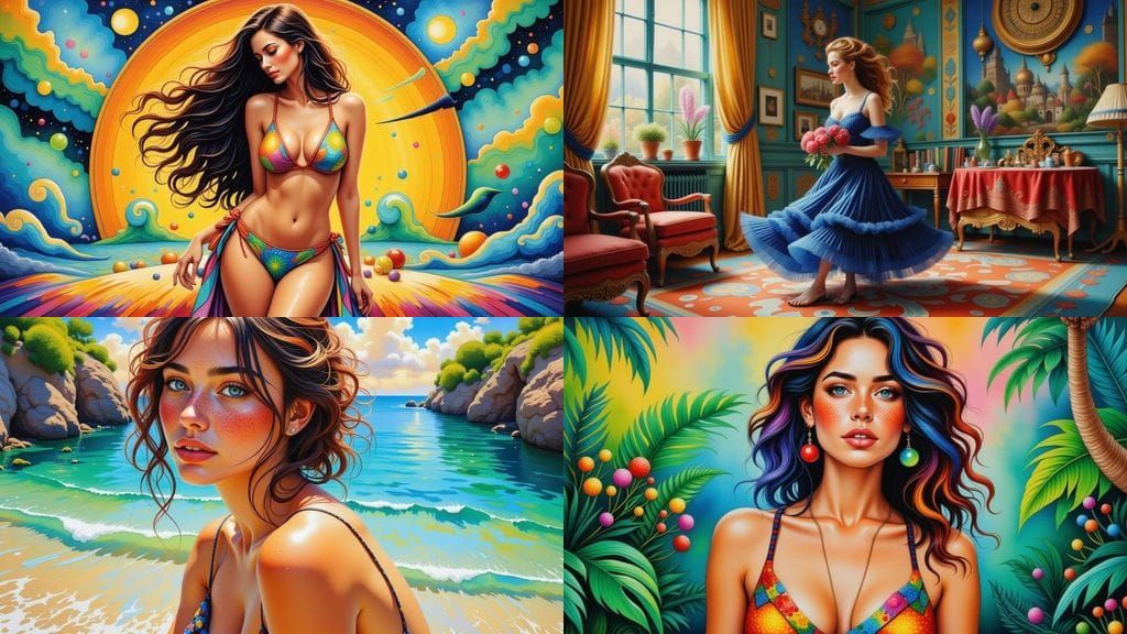 Dreamy Meadow Portraits in Whimsical Art Style