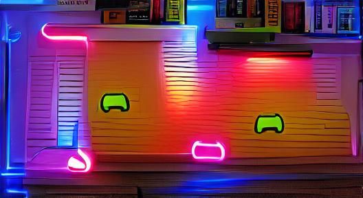 Retro Gaming Console with Neon Glow