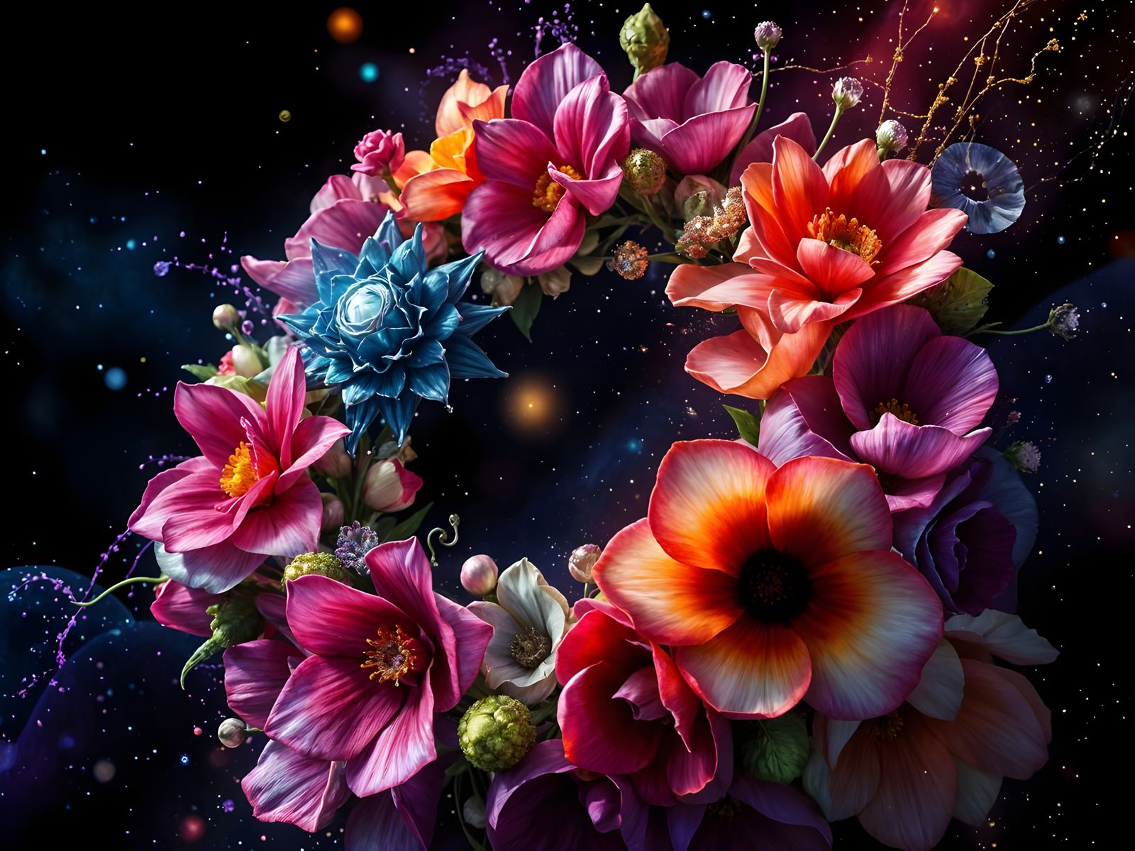 Galactic Flower Crown in Neon Jewellery Aesthetic