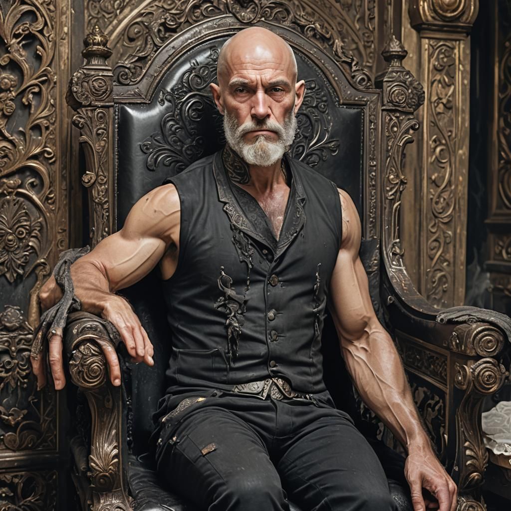 Fantasy Scene: Aged Man and Kneeling Woman