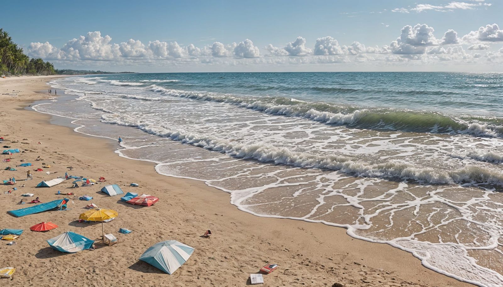 Paper Collage of Beach Scene at High Tide