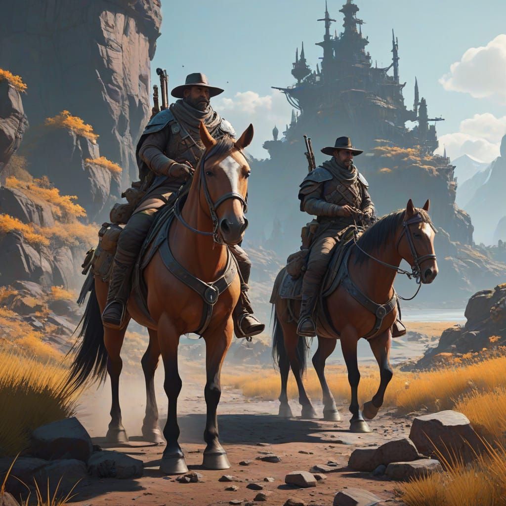 Gunslingers and Outlaws in Epic, Hyperrealistic Western Scen...