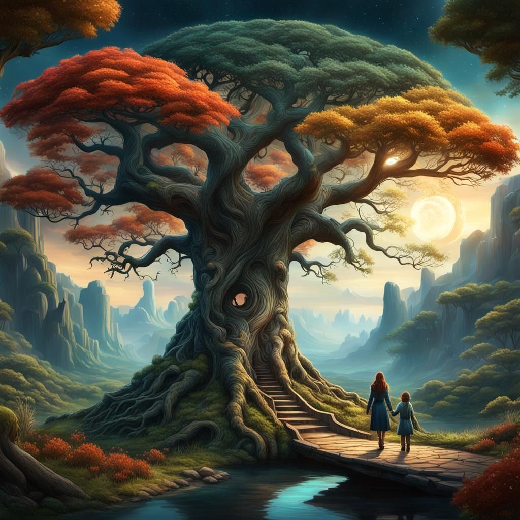 Spirits Enter the Tree of Life: Fantasy Art