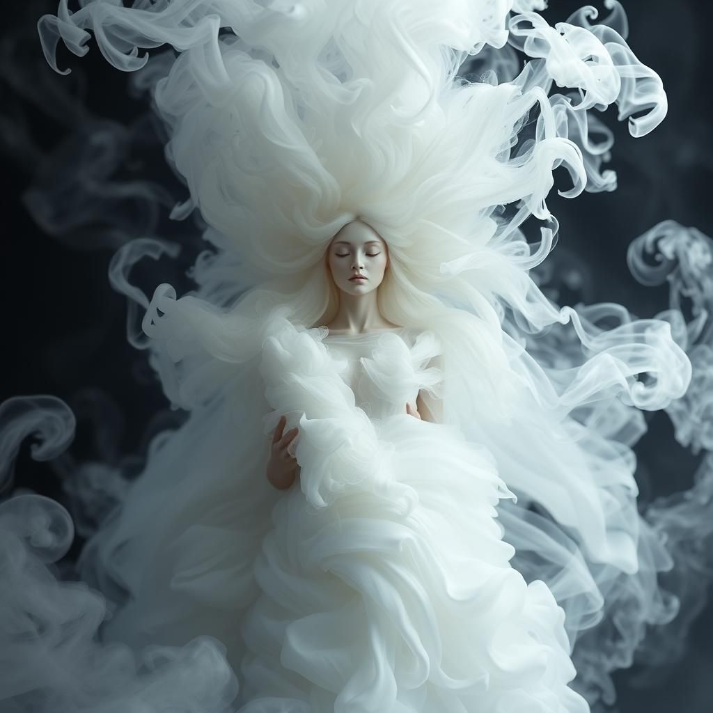 Ethereal Smoke Goddess in Surreal Style
