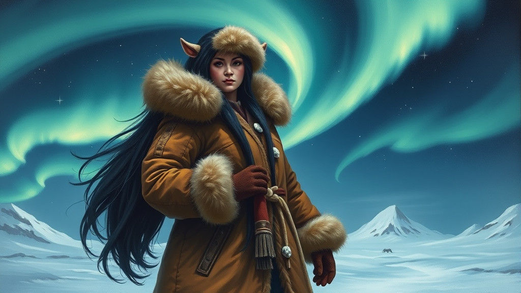 Inuit Mythical Figure in Arctic Landscape