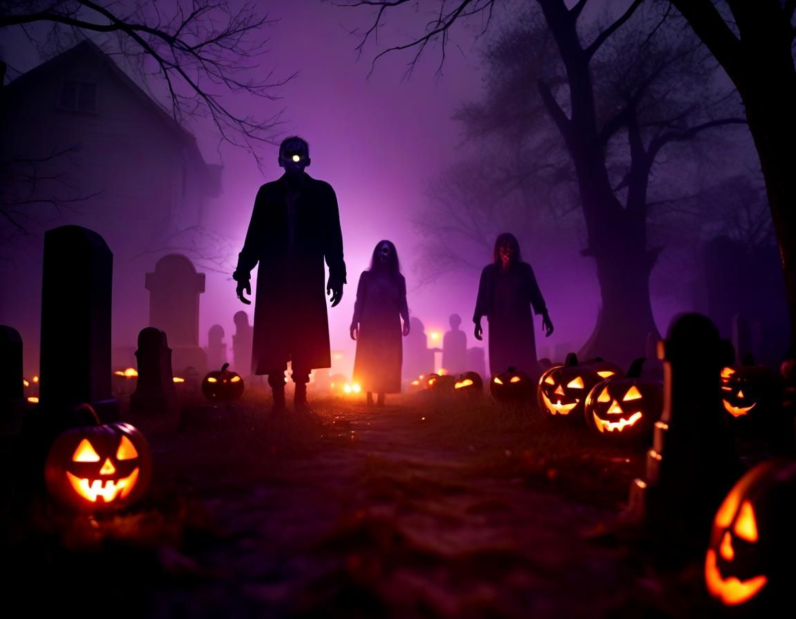 Graveyard Zombies Rise on Halloween Night