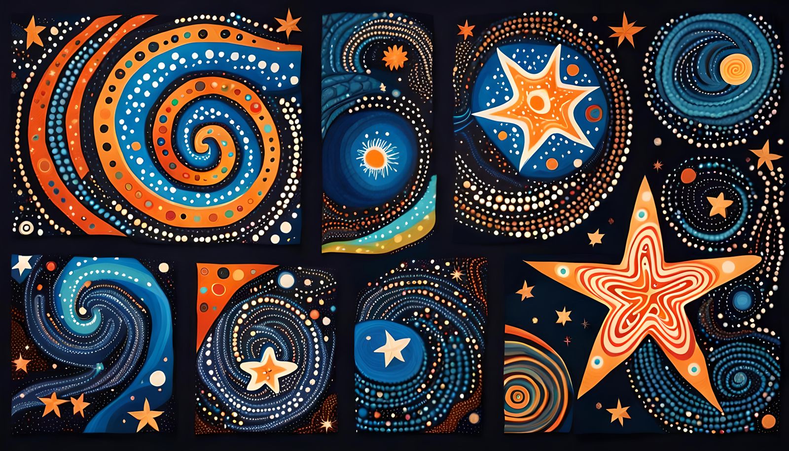 Aboriginal Dot Art Stars in Cosmic Maelstrom