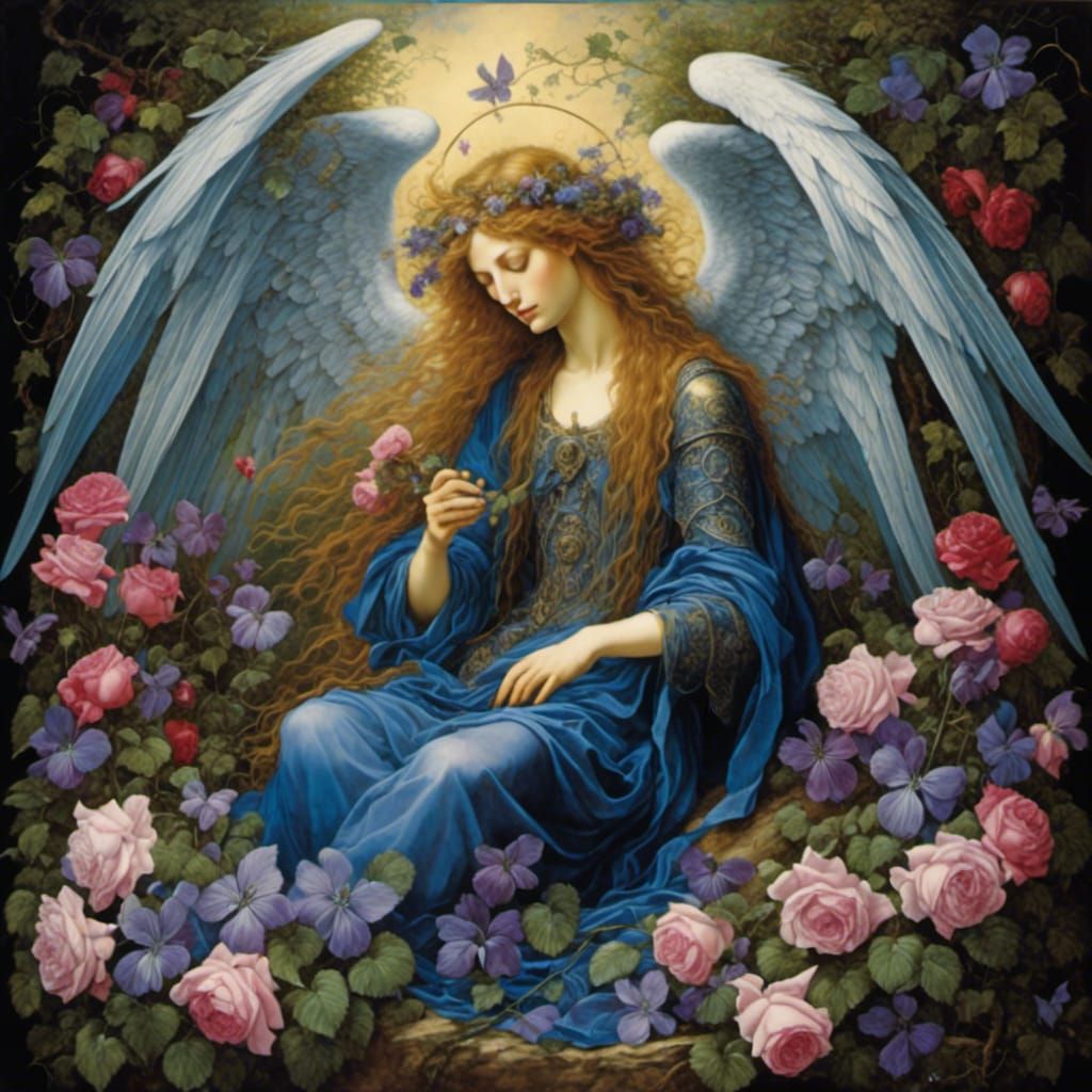 Goddess Beltane: Emo Anime Angel in Albrecht Durer Style