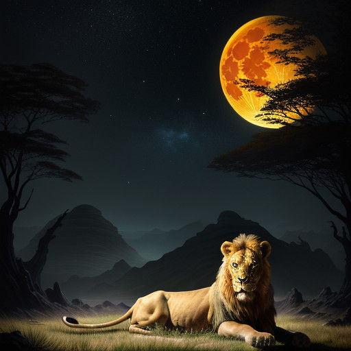 Surreal African Lion Dreamscapes in Vibrant Warm Colors