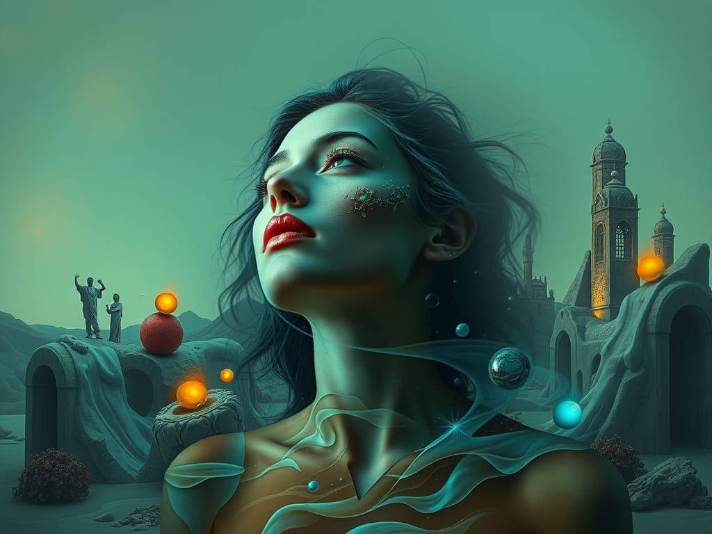 Ethereal Surrealist Dreamscape in Vibrant Colors