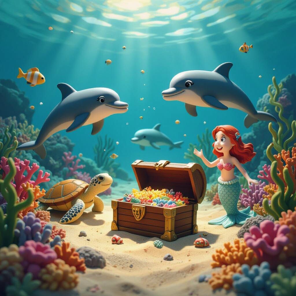 Magical Underwater World in 3D Claymation Style