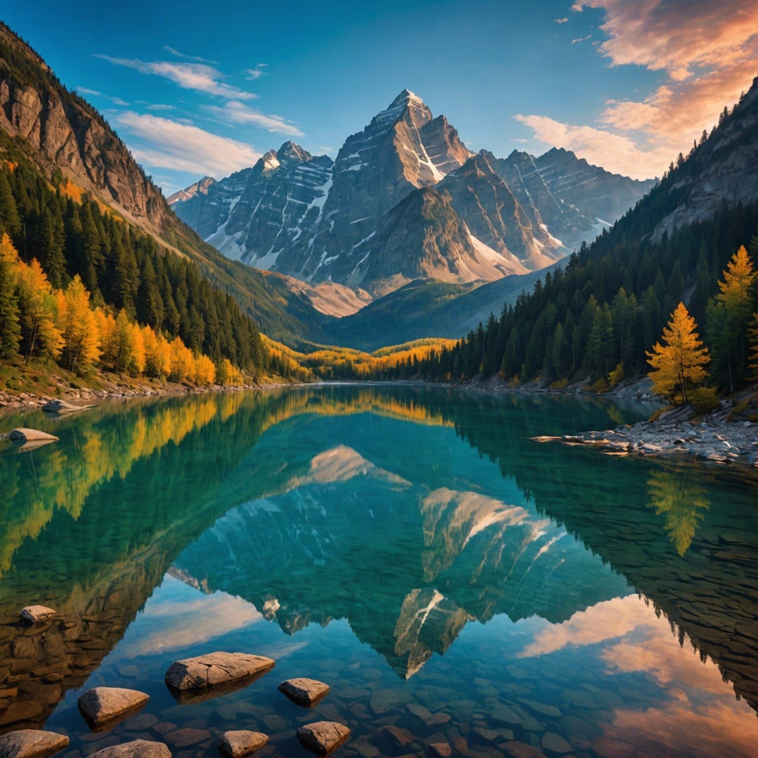 Mountains and Lake in Colorful Graffiti Art