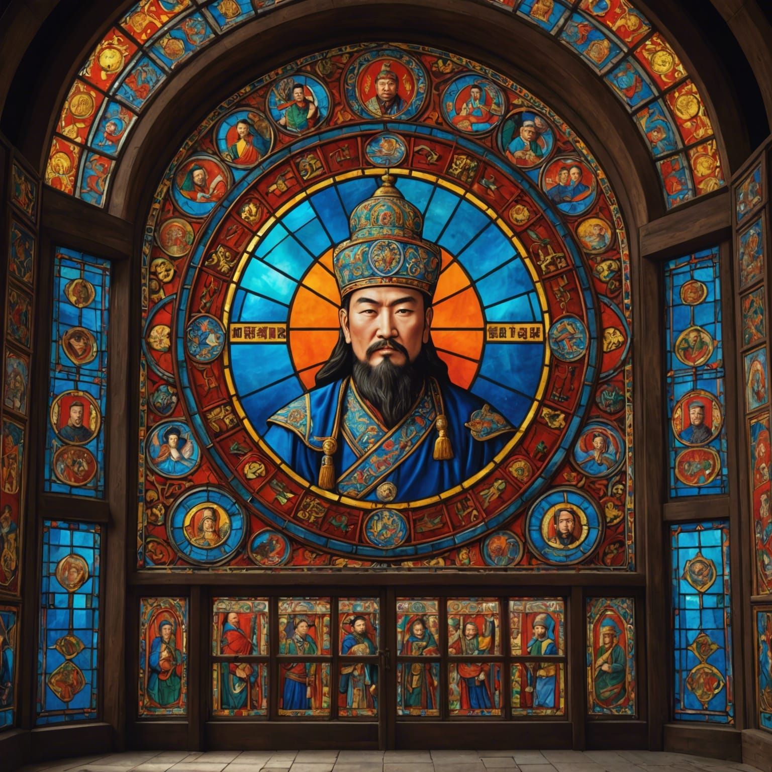 Mongolian Khans in Stained Glass Window Art