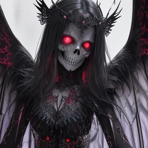 Winged Skeletal Angel with Glowing Aura