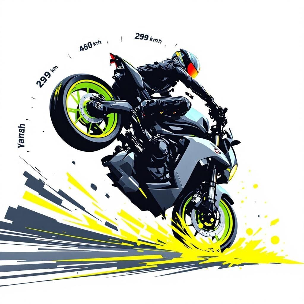 Yamaha MT-07 Wheelie in Vector Art Style