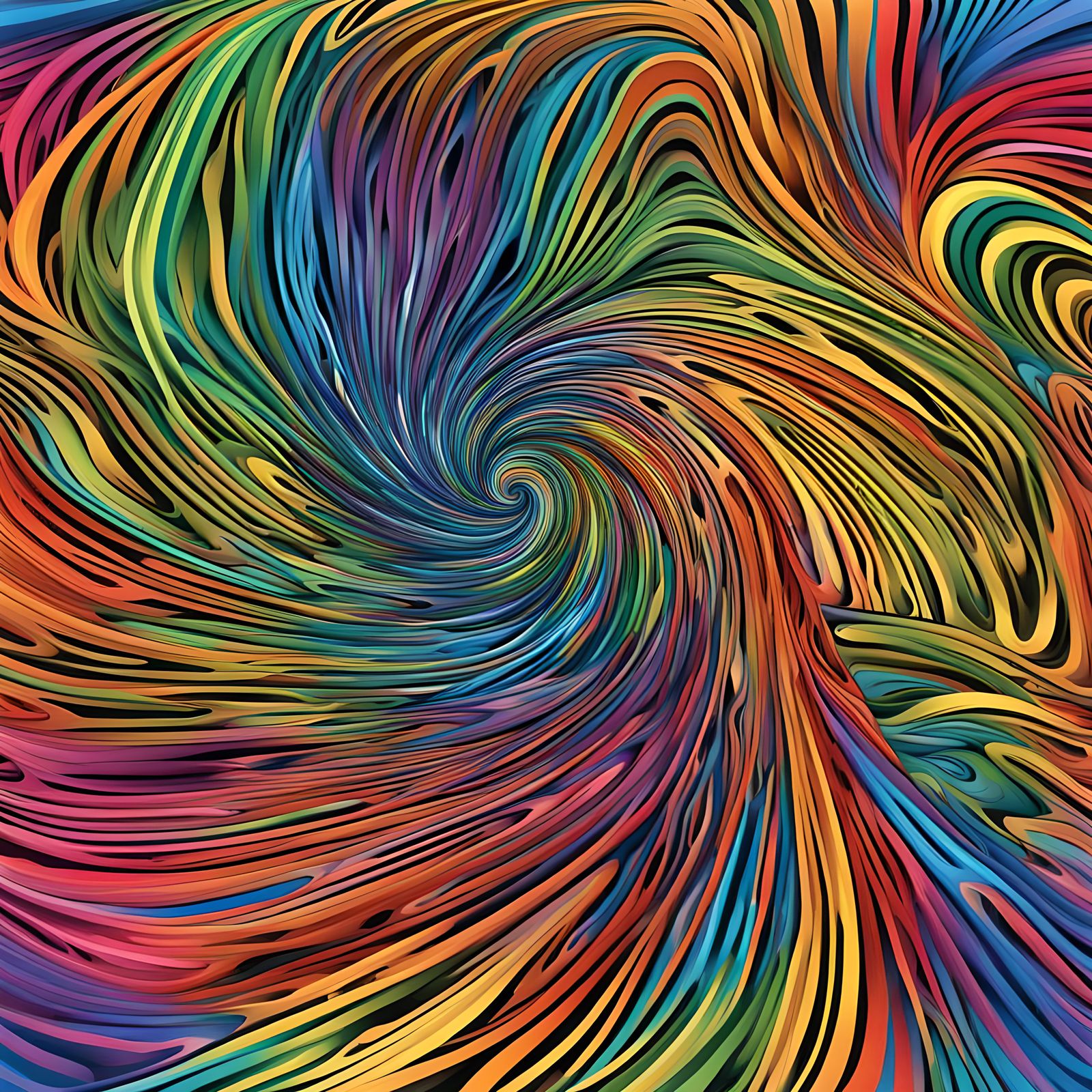Abstract Rainbow Swirl of Swirling Lines
