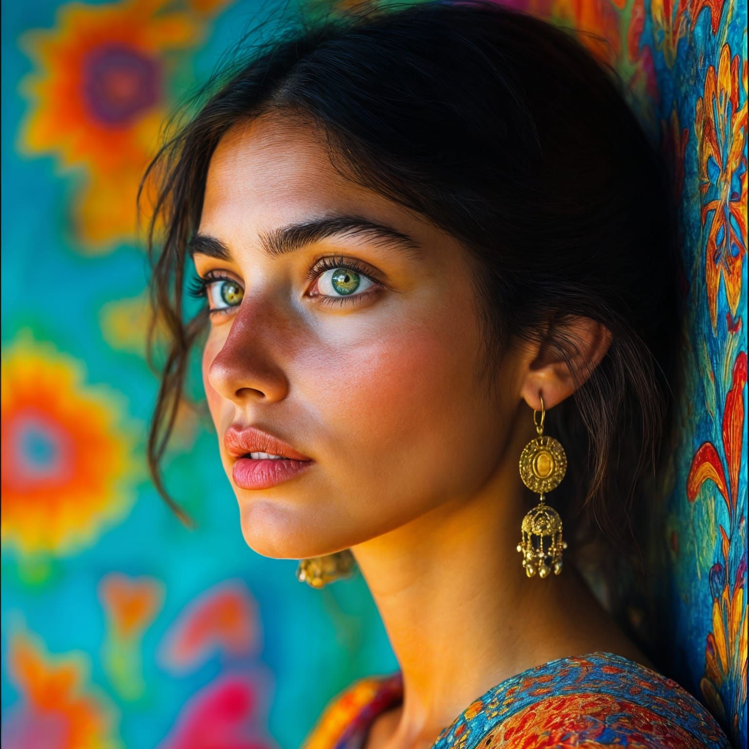 Hyperrealistic Woman with Vibrant Colors in Photorealistic S...