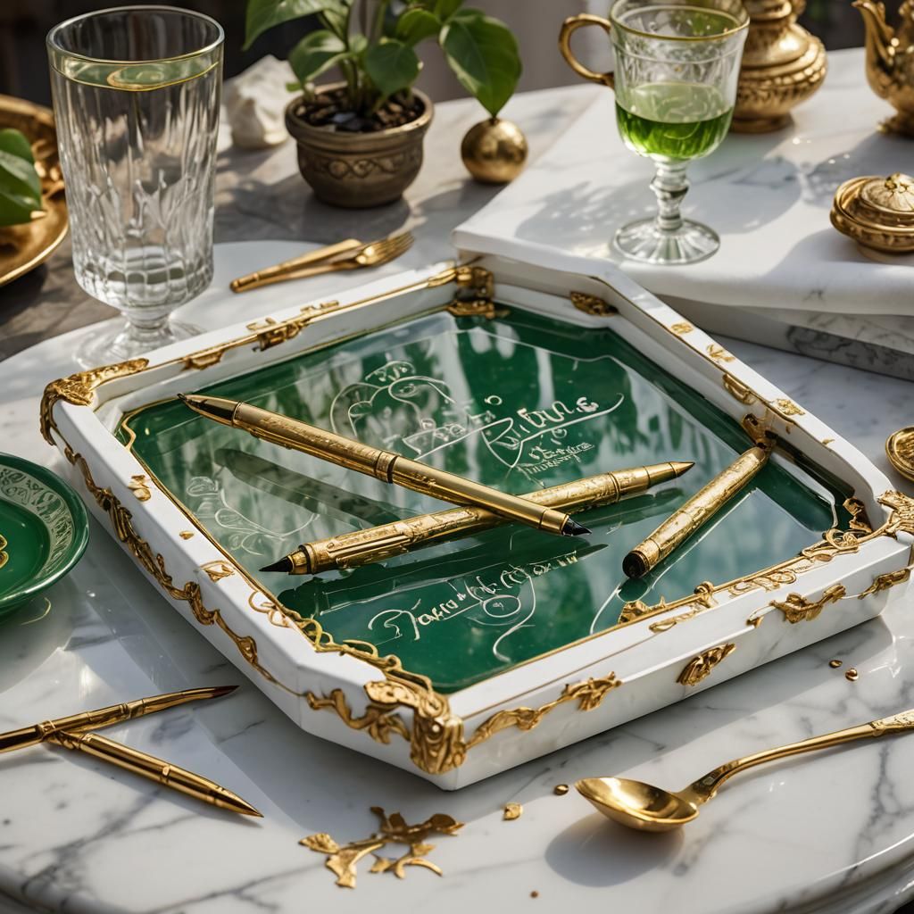 Glass Pens Spill from Ornate Box