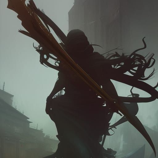 Detailed Ninja Concept Art in Dark Fantasy Style