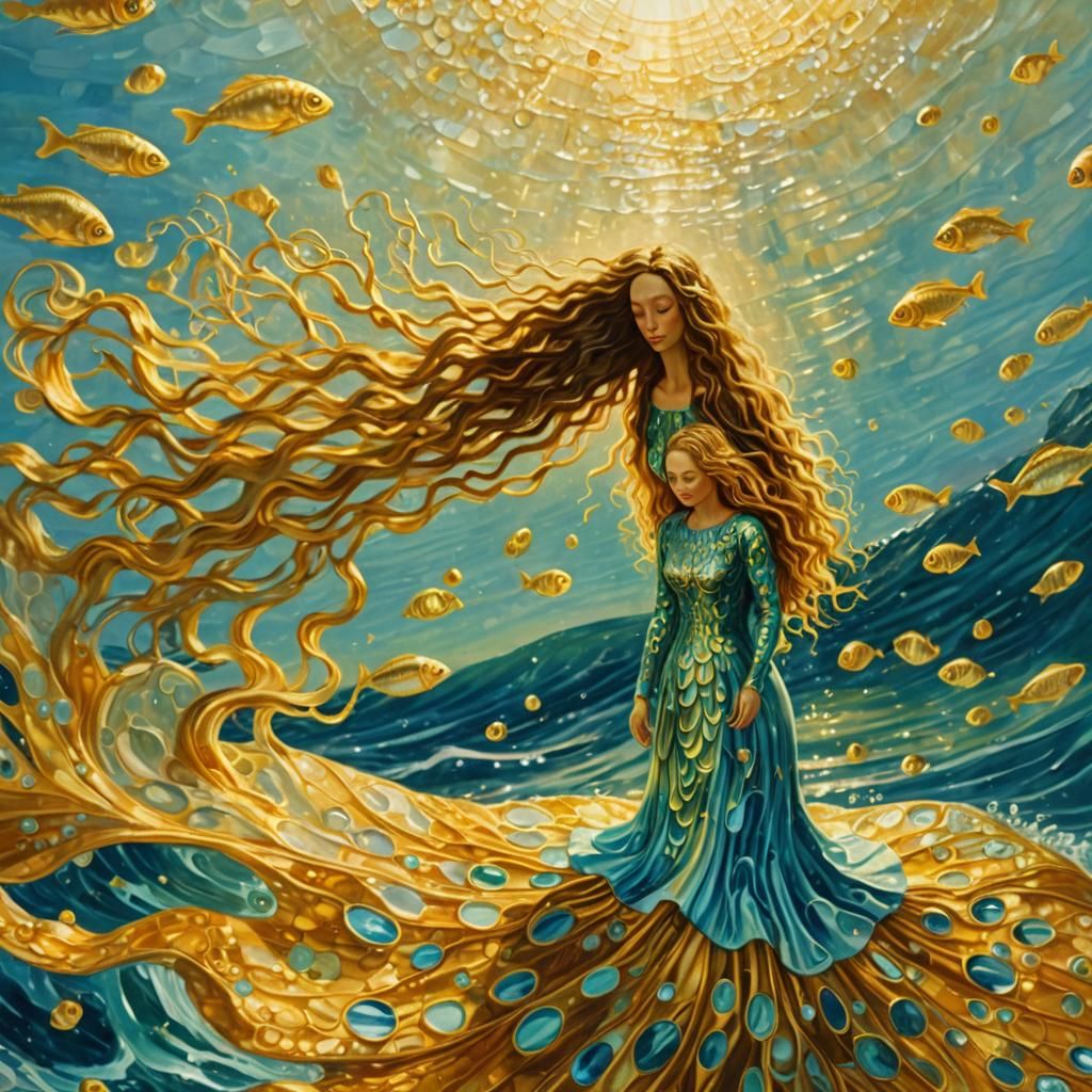 Dreamlike Sea Priestess in Surrealist Style