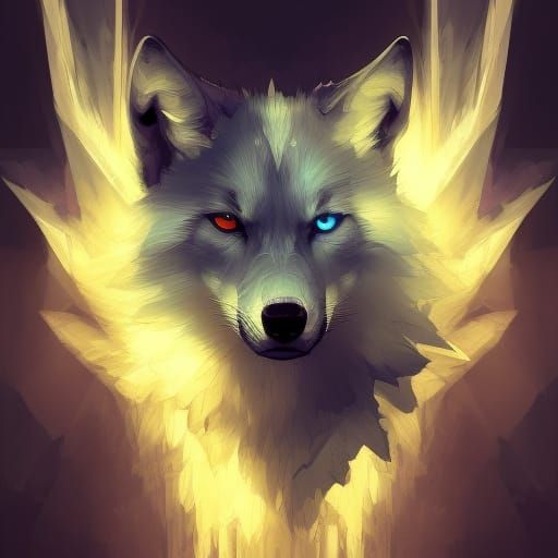 Hyperdetailed Wolf Portrait with Blue Eyes