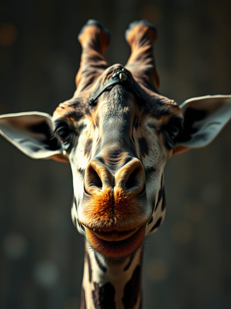Surreal Giraffe Dream: A Hyperrealistic Close-Up