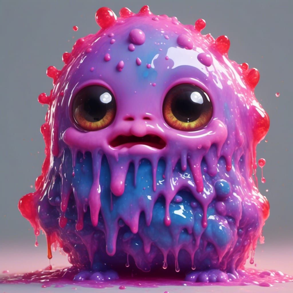 Hyperrealistic Cute Chibi Slime Monster