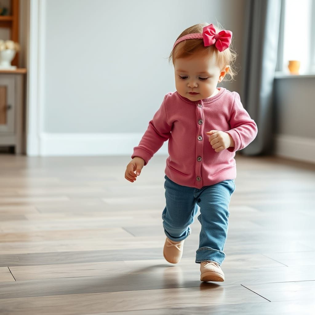 A Delicate Moment of First Steps in Soft Pastel