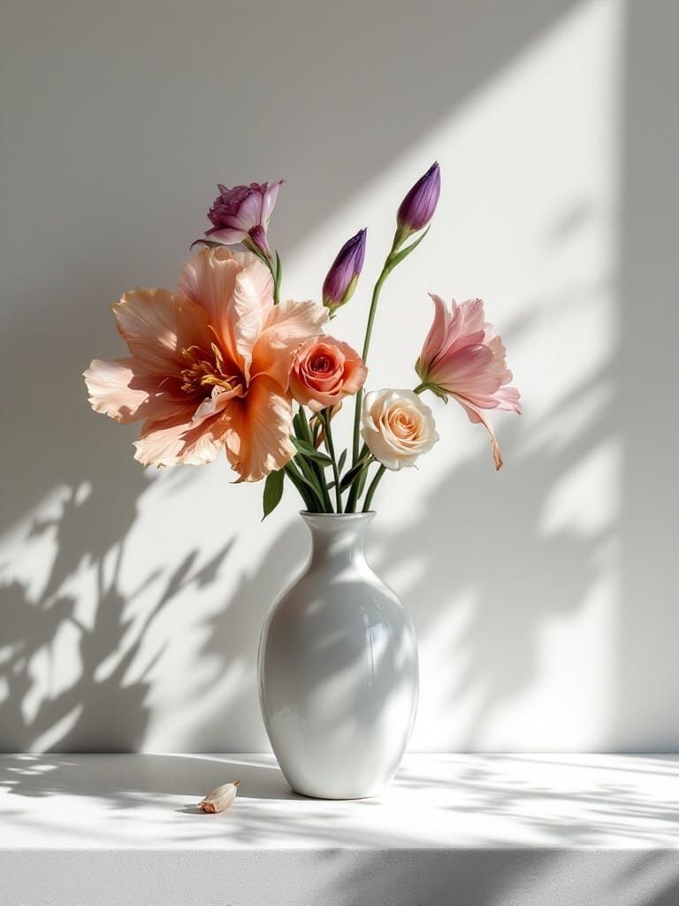 Still Life Flower Arrangement with Caustic Shadows