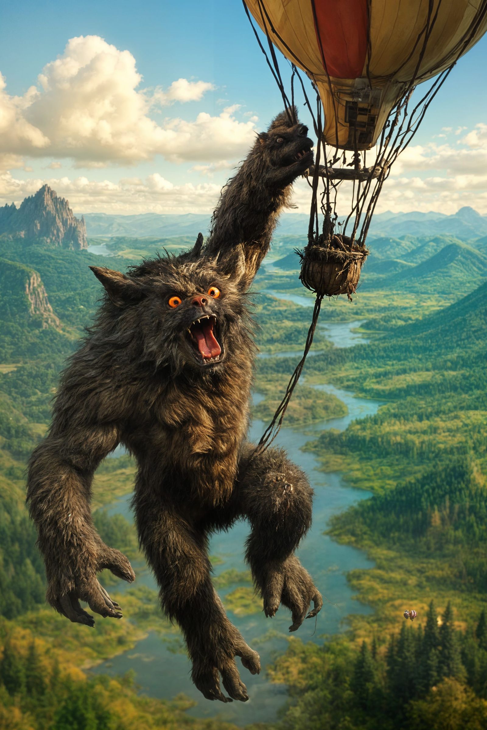 Giant Creature Suspended Above Fantasy World