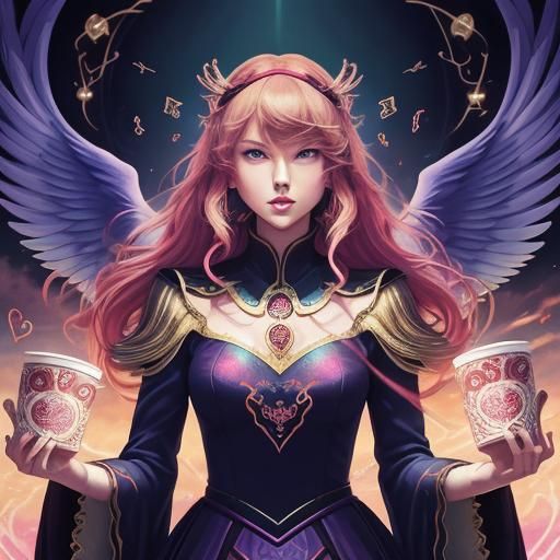 Taylor Swift as Phoenix Tarot Reader in Anime Style