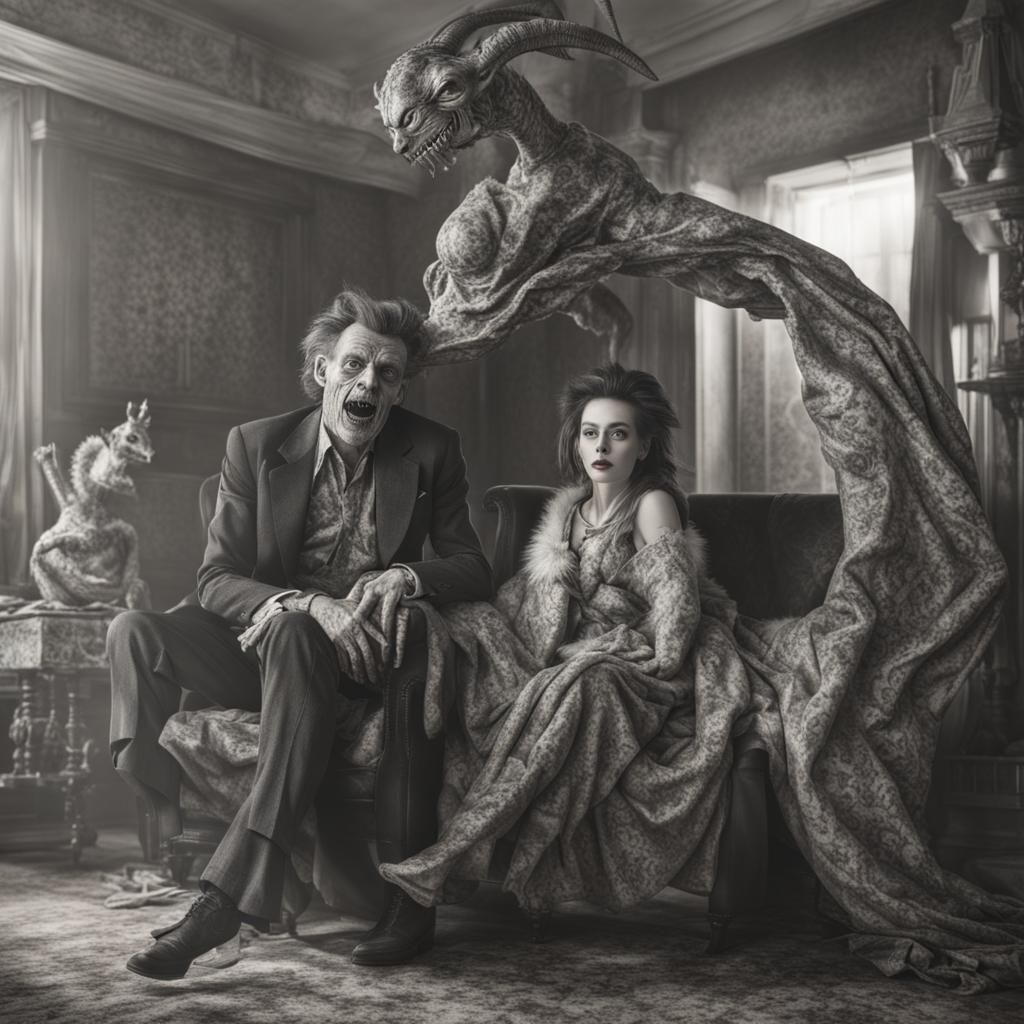 Extravagant Alien Characters in Bizarre Cosmic Dreamscape