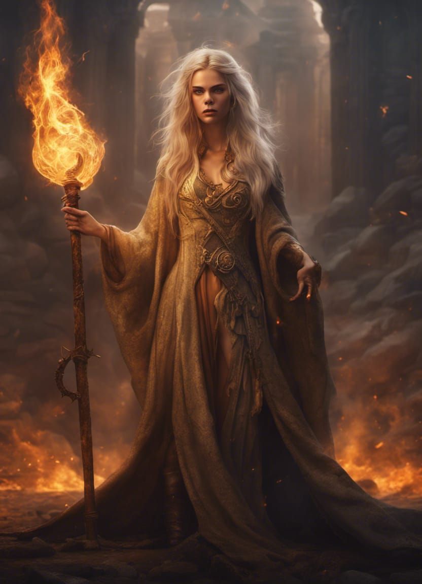 Fire Sorceress in Greg Rutkowski Style