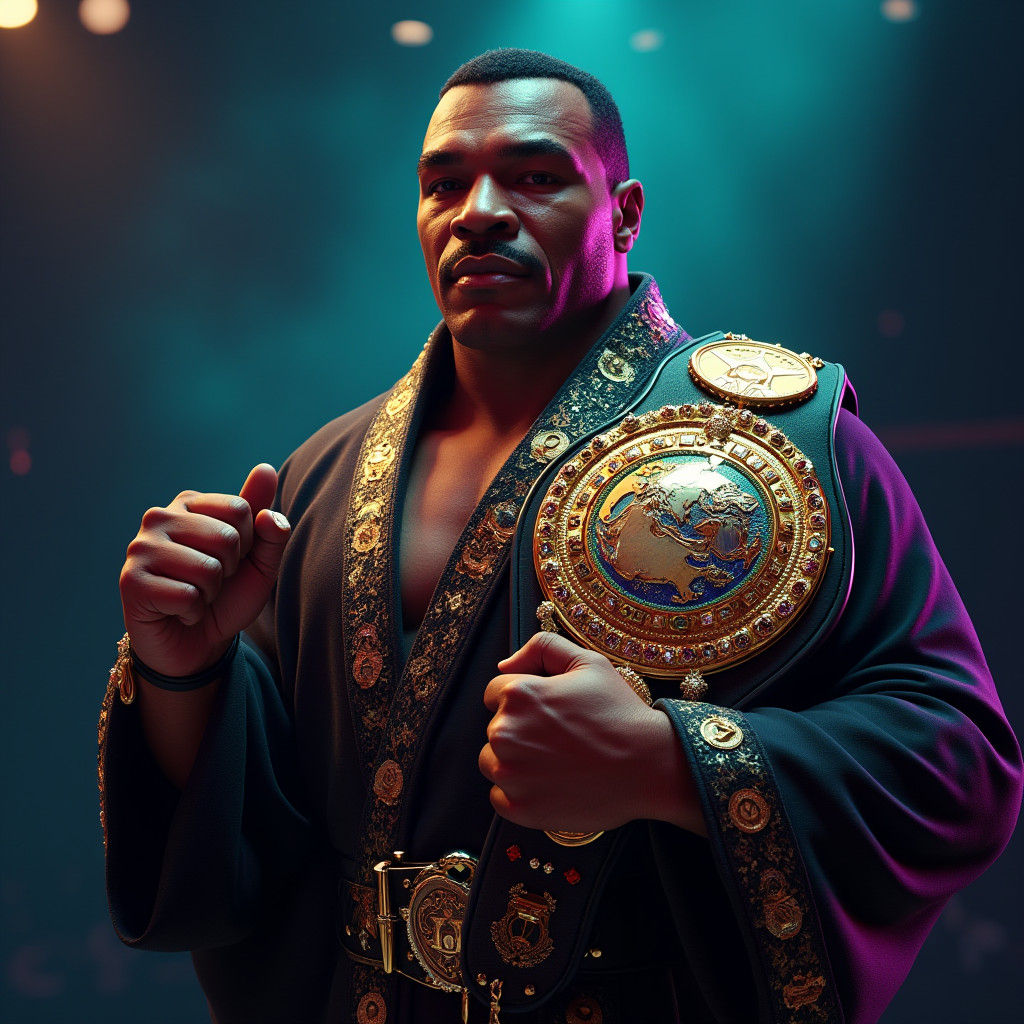 Mike Tyson with Championship Belt in Digital Art