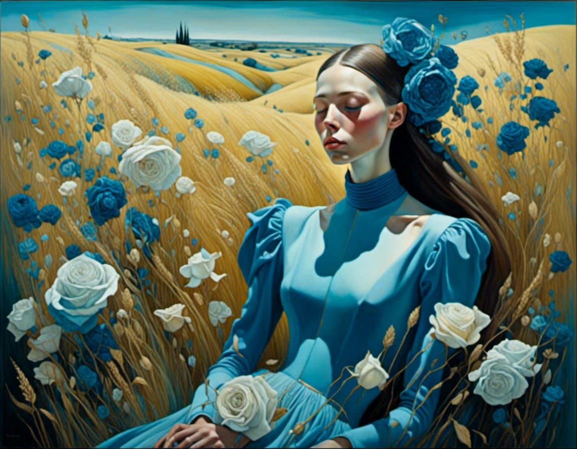 she waits for the phosphorescent mouth, it's blue upon her n...