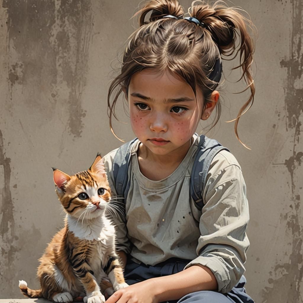 The girl and the cat