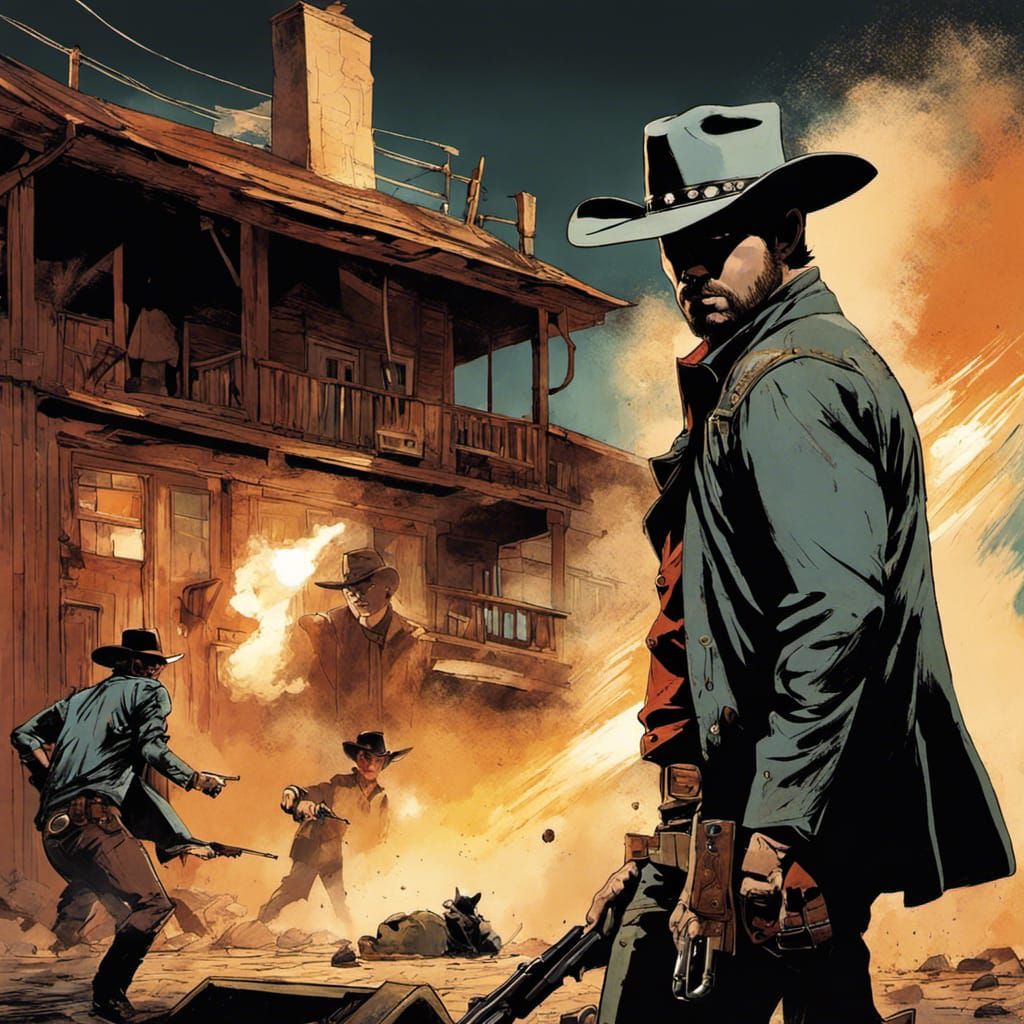 Cowboy Shootout Poster Art Illustration