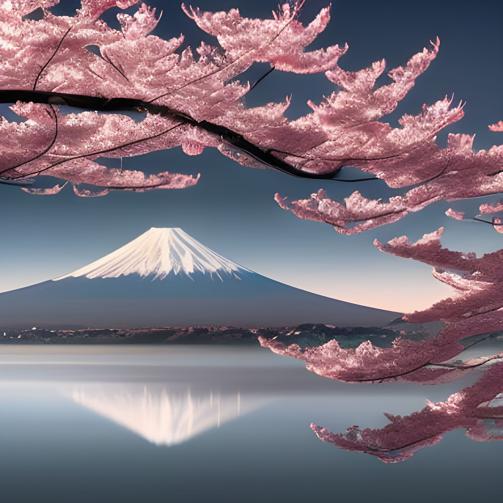 Mount Fuji Cherry Blossom Digital Matte Painting