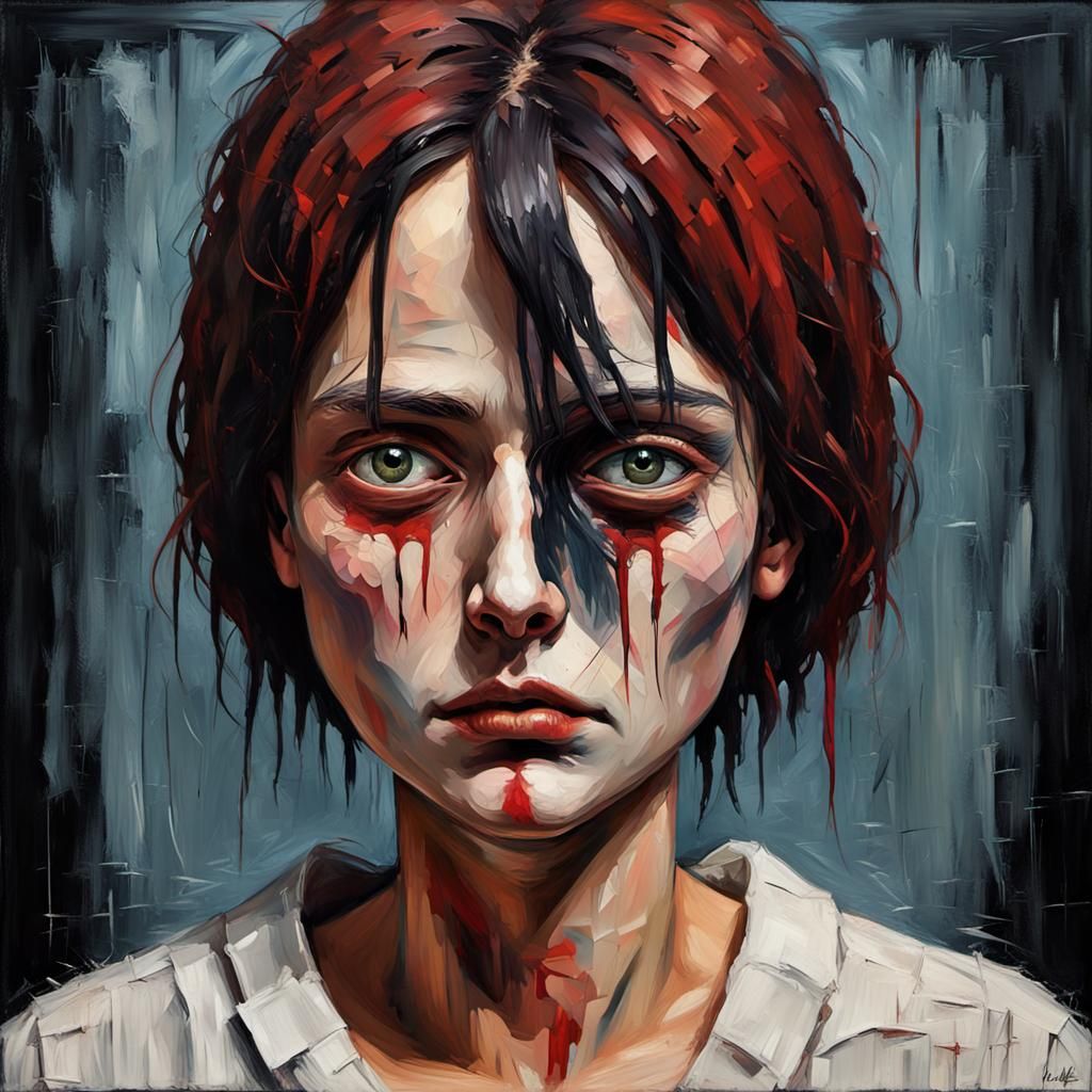 Grotesque Faceless Figure in Gothic Impressionist Style