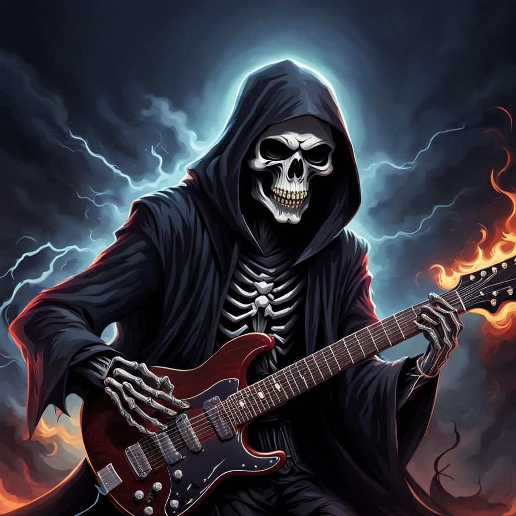 Grim Reaper laying down riffs